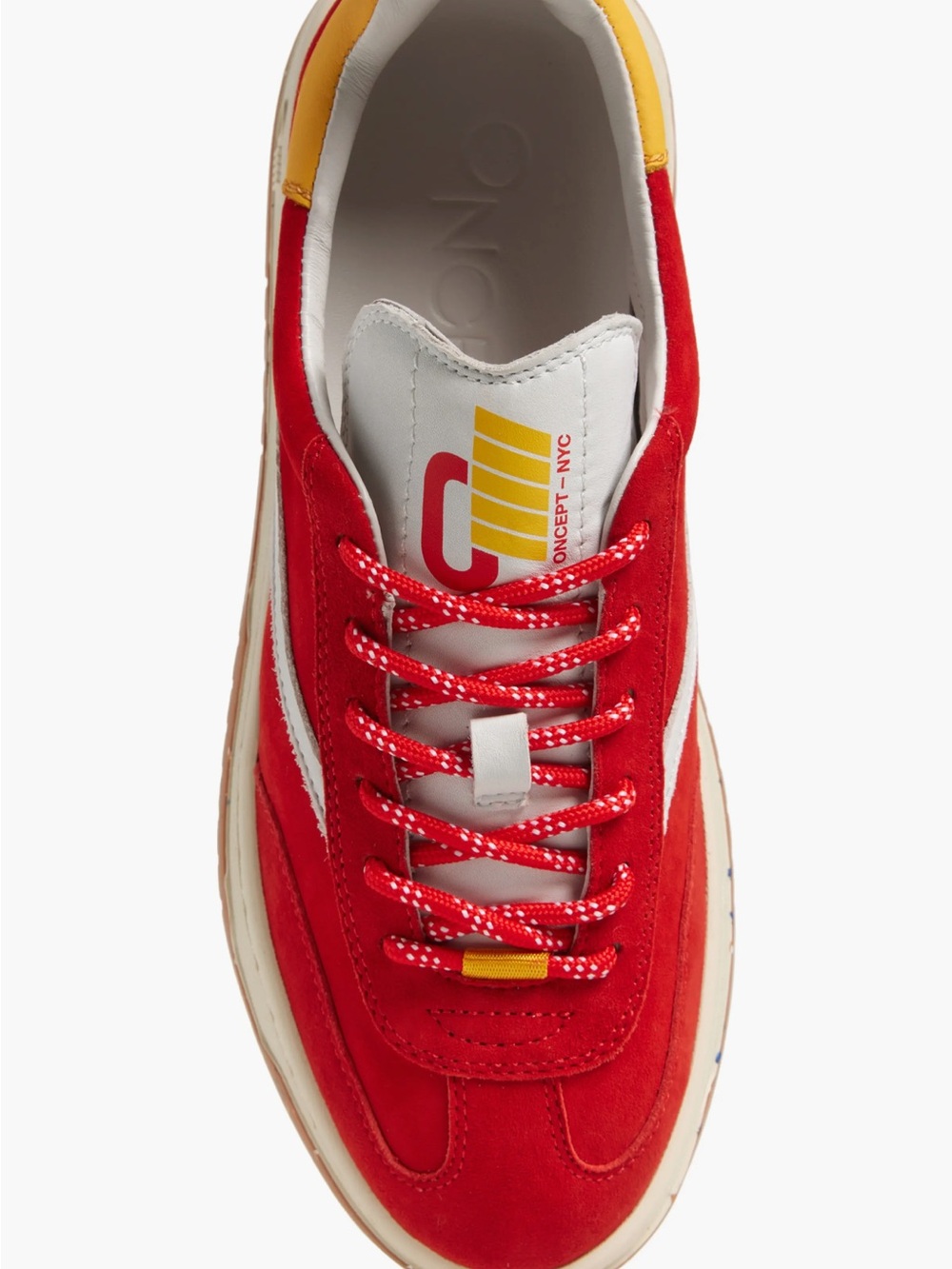 Oncept Red & White Low-Top Sneakers with Yellow Accent - Picture 4 of 4